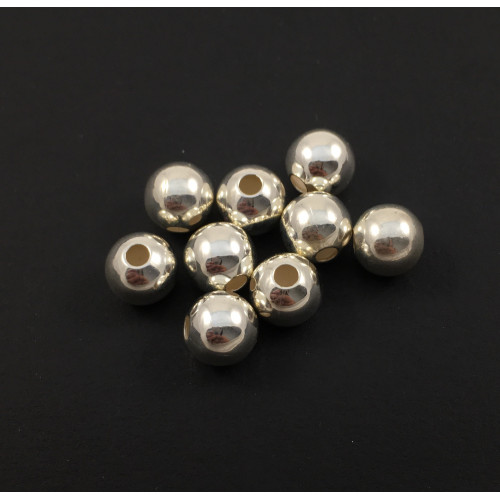 Metal beads round 8mm silver plated